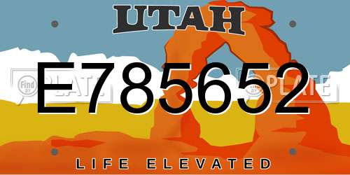 E785652 Utah License Plate