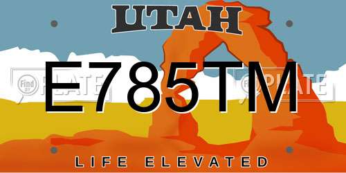 E785TM Utah License Plate