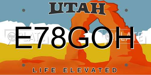 E78GOH Utah License Plate
