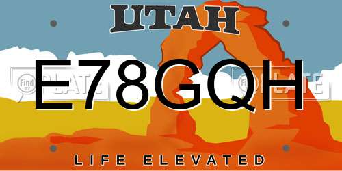 E78GQH Utah License Plate