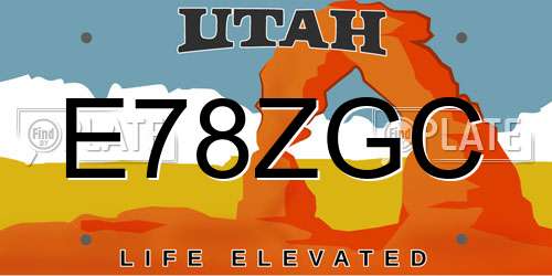 E78ZGC Utah License Plate