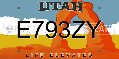 E793ZY Utah License Plate