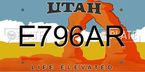 E796AR Utah License Plate