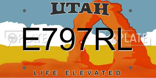 E797RL Utah License Plate