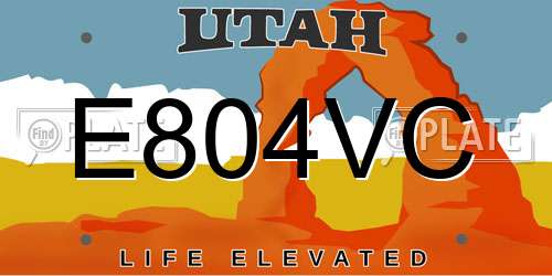 E804VC Utah License Plate
