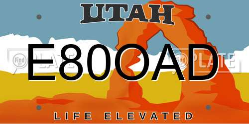 E80OAD Utah License Plate