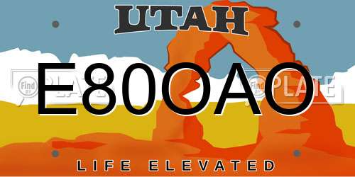 E80OAO Utah License Plate