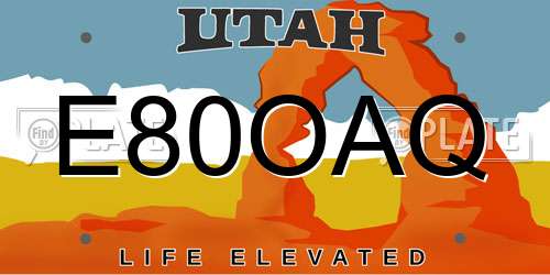 E80OAQ Utah License Plate
