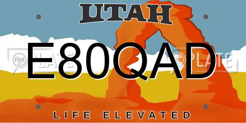 E80QAD Utah License Plate