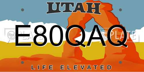 E80QAQ Utah License Plate