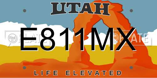 E811MX Utah License Plate