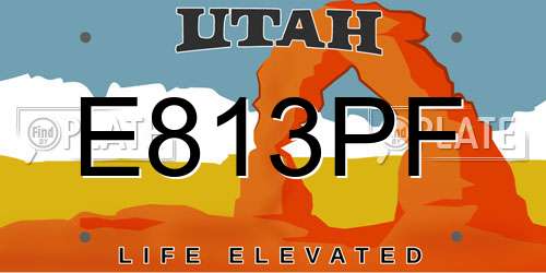 E813PF Utah License Plate