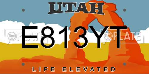 E813YT Utah License Plate