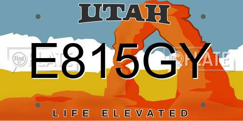 E815GY Utah License Plate