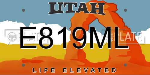 E819ML Utah License Plate