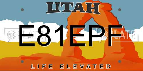 E81EPF Utah License Plate