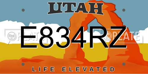 E834RZ Utah License Plate