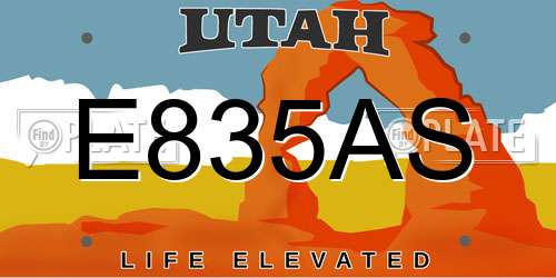 E835AS Utah License Plate