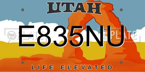 E835NU Utah License Plate