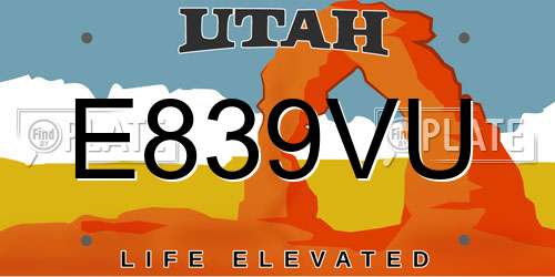 E839VU Utah License Plate