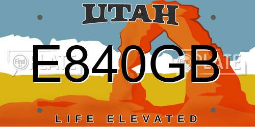 E840GB Utah License Plate