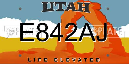 E842AJ Utah License Plate