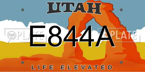 E844A Utah License Plate