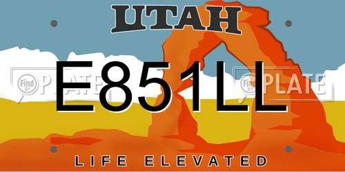 E851LL Utah License Plate