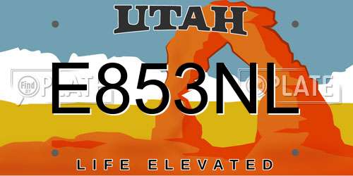 E853NL Utah License Plate