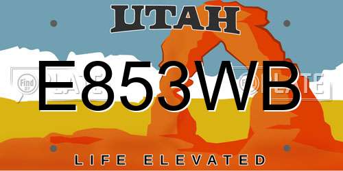 E853WB Utah License Plate