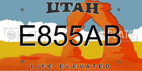 E855AB Utah License Plate