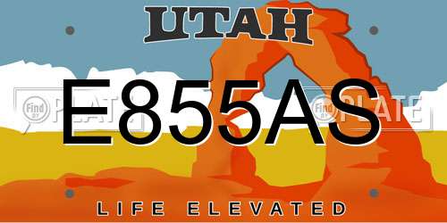 E855AS Utah License Plate