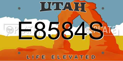 E8584S Utah License Plate