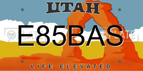 E85BAS Utah License Plate