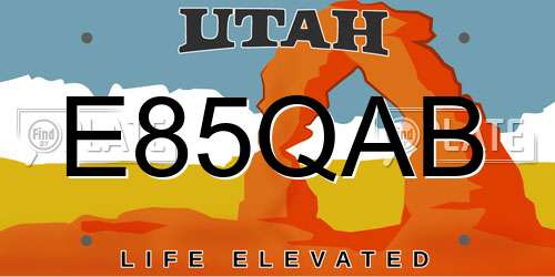 E85QAB Utah License Plate