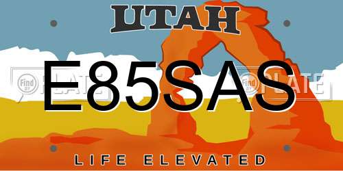 E85SAS Utah License Plate
