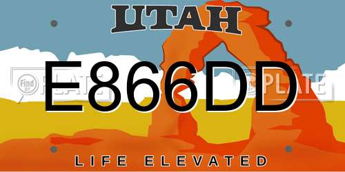 E866DD Utah License Plate