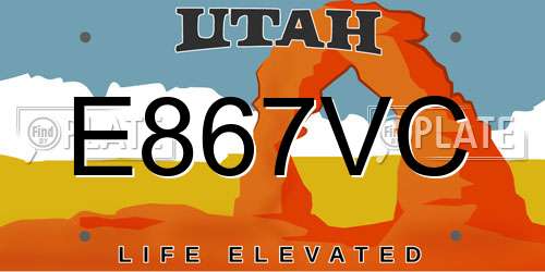E867VC Utah License Plate