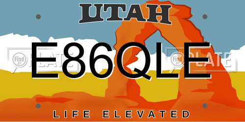 E86QLE Utah License Plate
