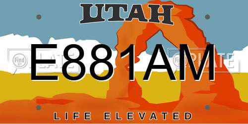 E881AM Utah License Plate