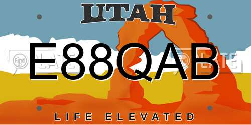 E88QAB Utah License Plate
