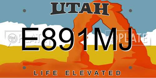 E891MJ Utah License Plate