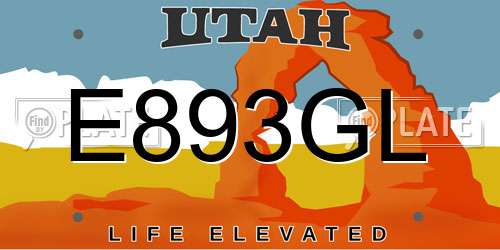 E893GL Utah License Plate