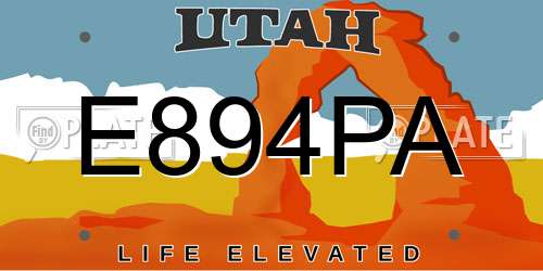 E894PA Utah License Plate