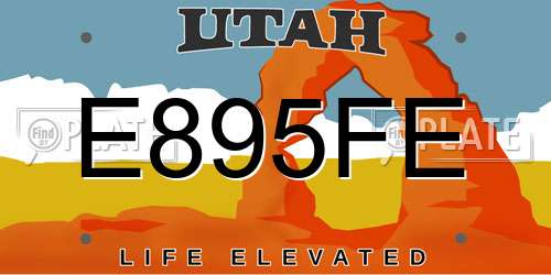 E895FE Utah License Plate