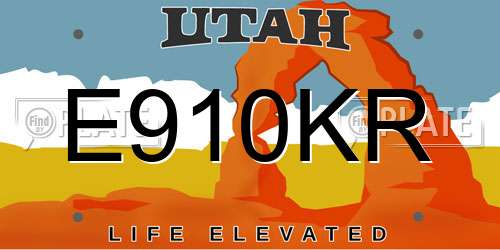 E910KR Utah License Plate