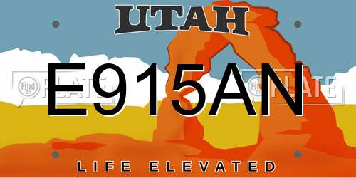 E915AN Utah License Plate