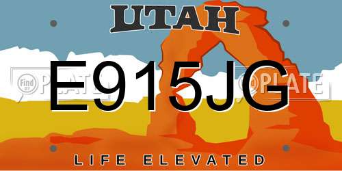 E915JG Utah License Plate