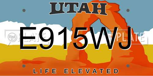E915WJ Utah License Plate
