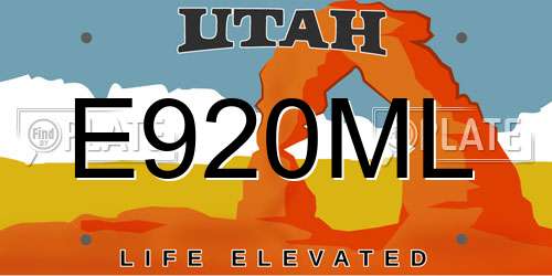 E920ML Utah License Plate